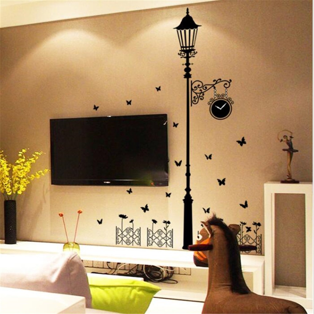 Decal Dán Tường Hình Trụ Đèn Đường - Trang Trí Decor Phòng Ngủ - Trang Trí Dán Tường Phòng Khách - Min STORE