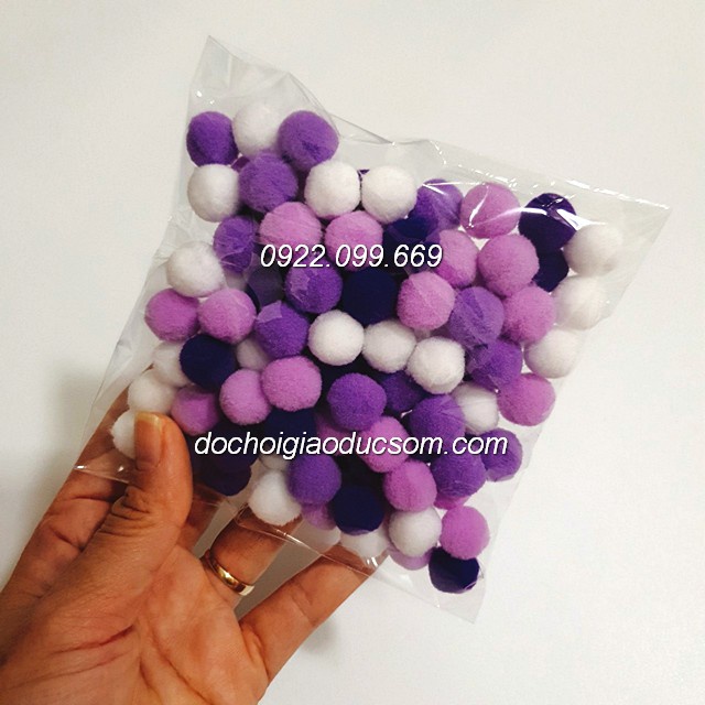 Pompom chọn mầu theo tông nhiều size  - pom pom trang trí túi itabag bánh sinh nhật thiệp