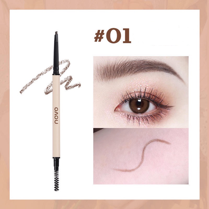 Bút Chì Kẻ Lông Mày NOVO Đầu Tam Giác Màu Nâu Đậm Đậm Chống Nước Không Lem
