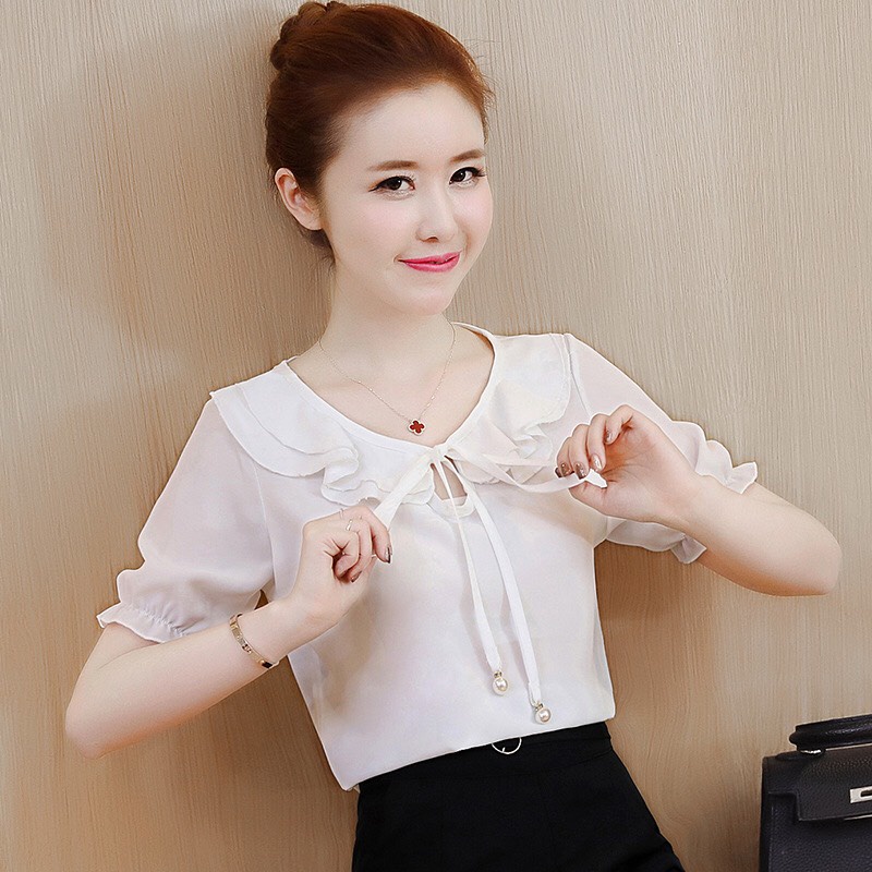 ÁO KIỂU CỔ BÈO PHỐI NƠ HARA