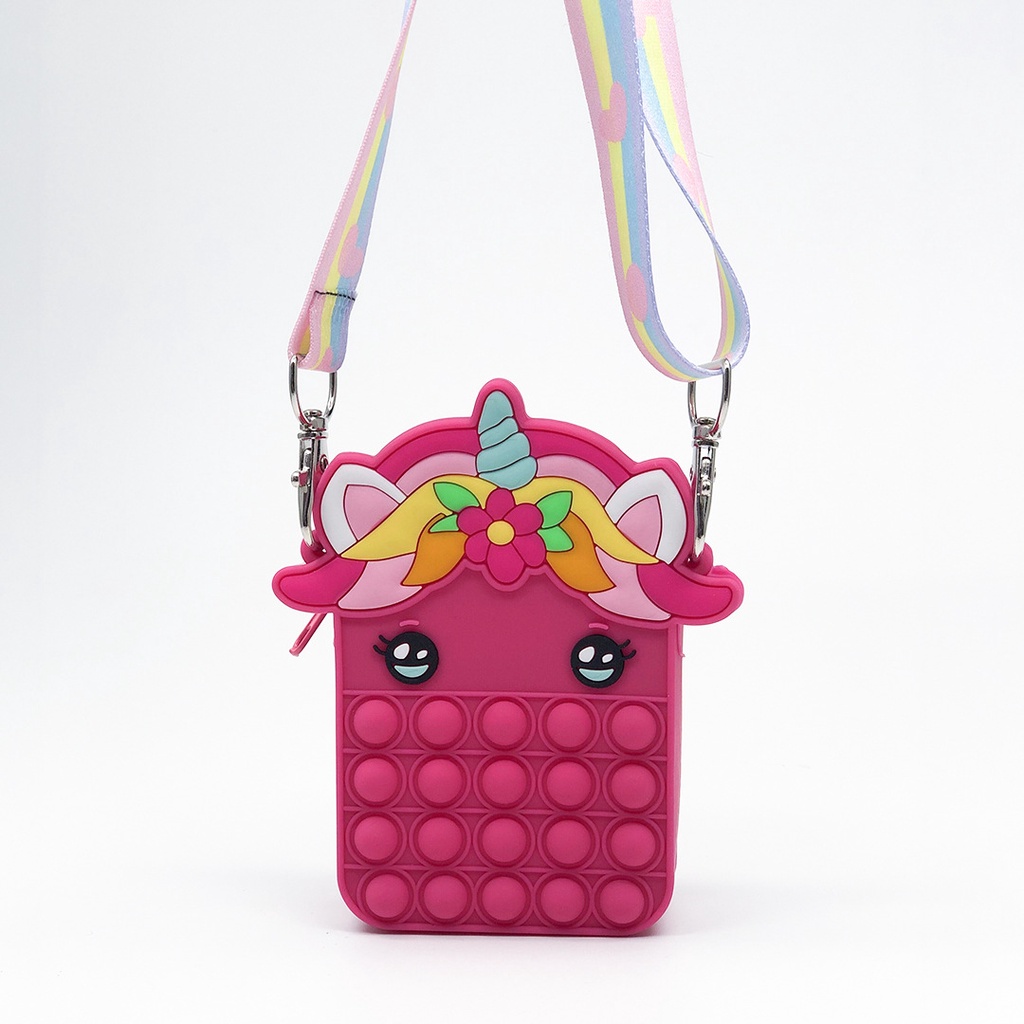 Túi đeo chéo hình kỳ lân dễ thương có khóa kéo tiện dụng