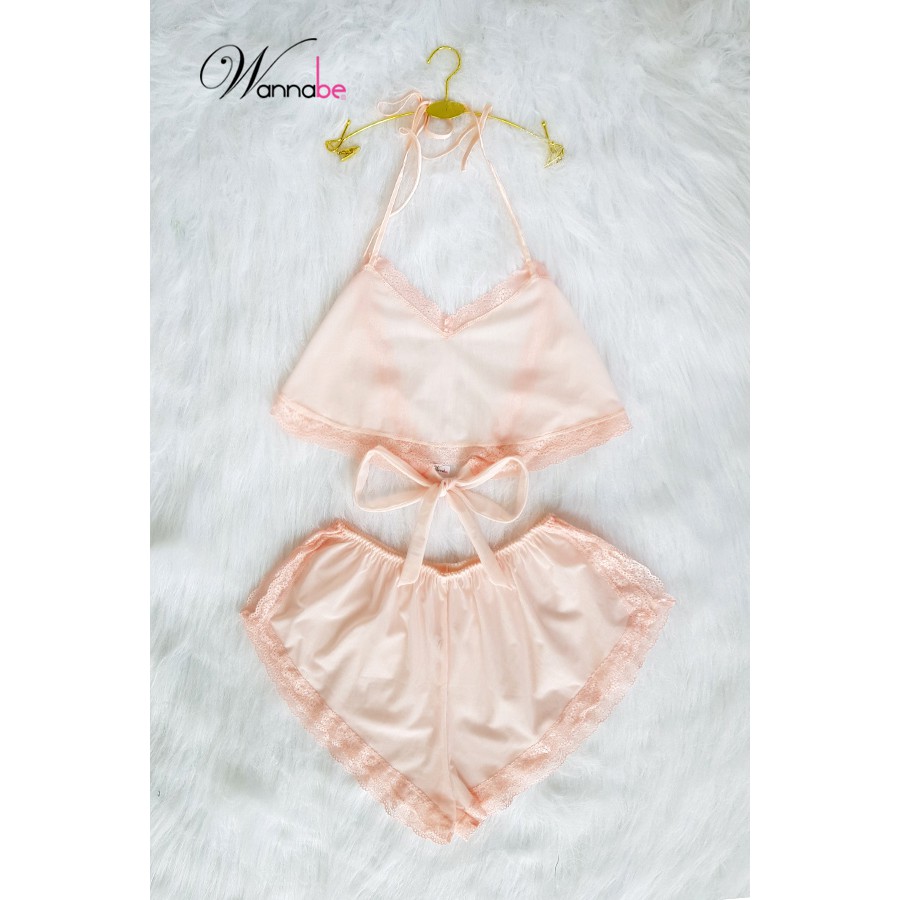 Đồ bộ mặc nhà sexy wannabe bsc04 kiểu dáng áo yếm quần tim gợi cảm quyến rũ