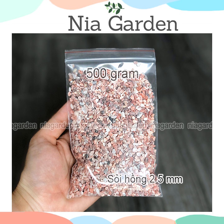 (500gr) Sỏi hồng size 2 -5mm trang trí chậu cây cảnh terrarium hồ cá Nia Garden N6