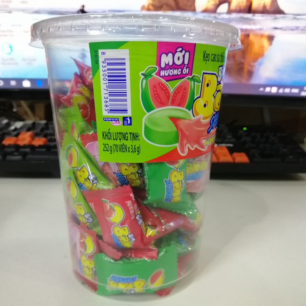 Kẹo Big Babol ly nhân dưa Sing-gum có nhân Hương Trái cây Hổn Hợp (Hủ 252g)