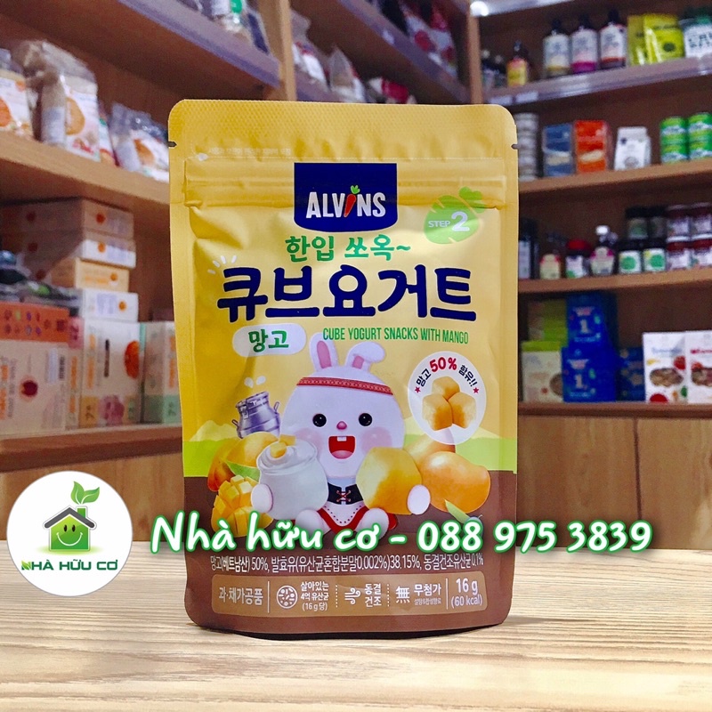 (ALVINS) - Sữa chua khô sấy lạnh cho bé Alvins 16g - chống táo bón hiệu quả cho bé Date: 11/2022 - Nhà Hữu Cơ