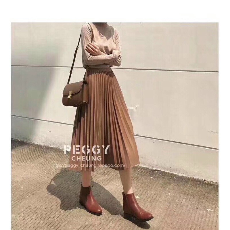 Chân váy midi ánh nhũ xếp li | BigBuy360 - bigbuy360.vn