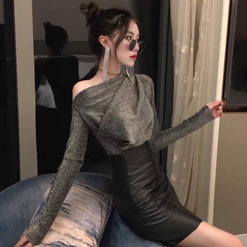 Áo lệch vai ôm body cho nữ ảnh thật 4 ảnh cuôi