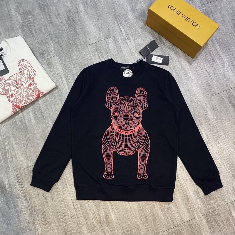 Áo nỉ dài tay thu đông có hoạ tiết in chìm hình con chó, Áo thời trang phong cách hàn quốc btshop từ 45 đến 75 kg.
