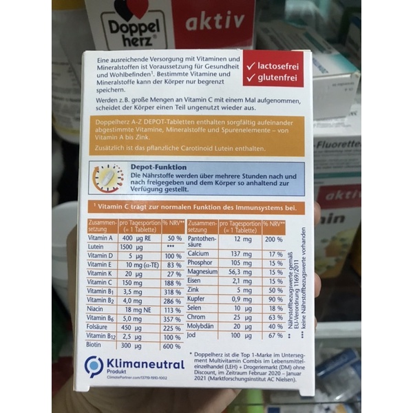 Vitamin tổng hợp A-Z Depot DoppelHerz  Date 2025