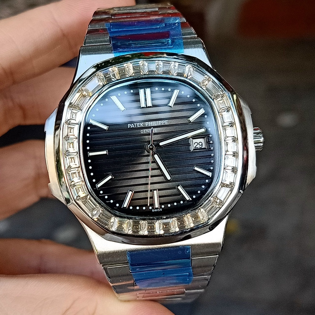 Đồng hồ Nam Ptk máy nhật chạy cơ Automatic vuông vành đá vuông size 41mm dây kim loại kim có dạ quang