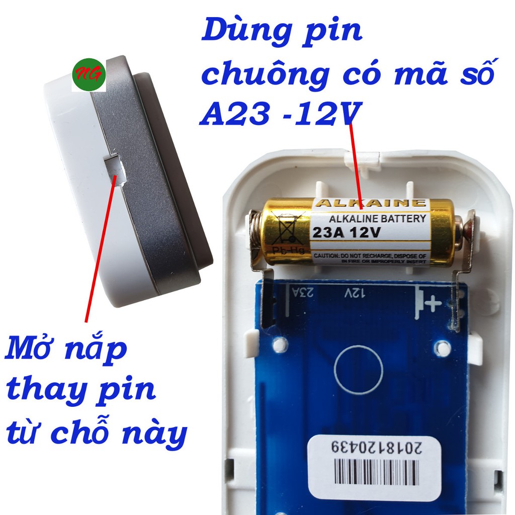 Bộ chuông kết hợp nút nhấn và mắt cảm ứng báo khách- báo trộm không dây đa năng ATA -338