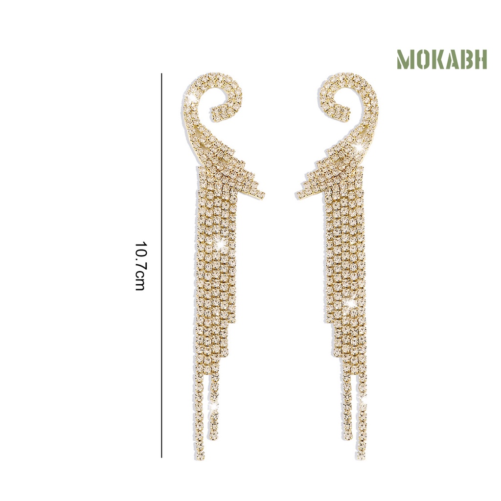 1 Đôi Bông Tai Dáng Dài Đính Đá Phong Cách Bohemian Thời Trang Sang Trọng Dành Cho Nữ