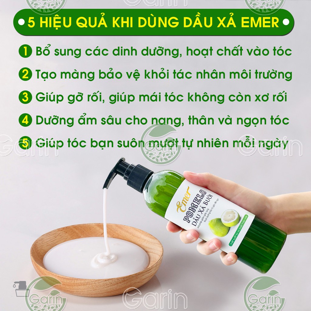 [Mã BMBAU50 giảm 7% đơn 99K] Bộ 2 chai dầu xả bưởi suôn mượt tóc tinh dầu pomelo Emer Garin 300ml x2 hết rụng