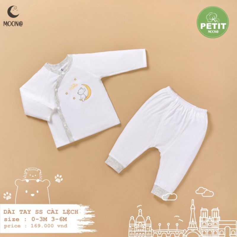 Moon -  Bộ dài tay Moon petit cài giữa, cài chéo cho bé 3-9kg