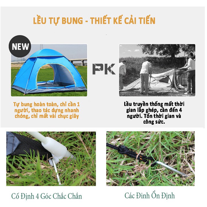 Lều Cắm Trại Tự Bung - Chống Nước Dành Cho 2- 4 Người 2mx2m | BigBuy360 - bigbuy360.vn