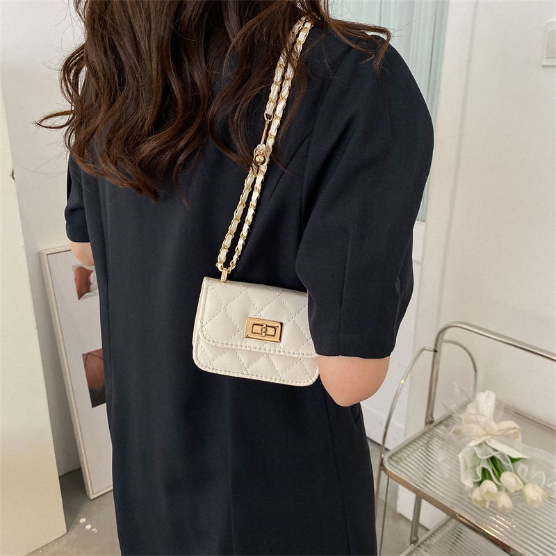 Túi đeo chéo mini dây xích trám hàn quốc hộp vuông túi kẹp nách