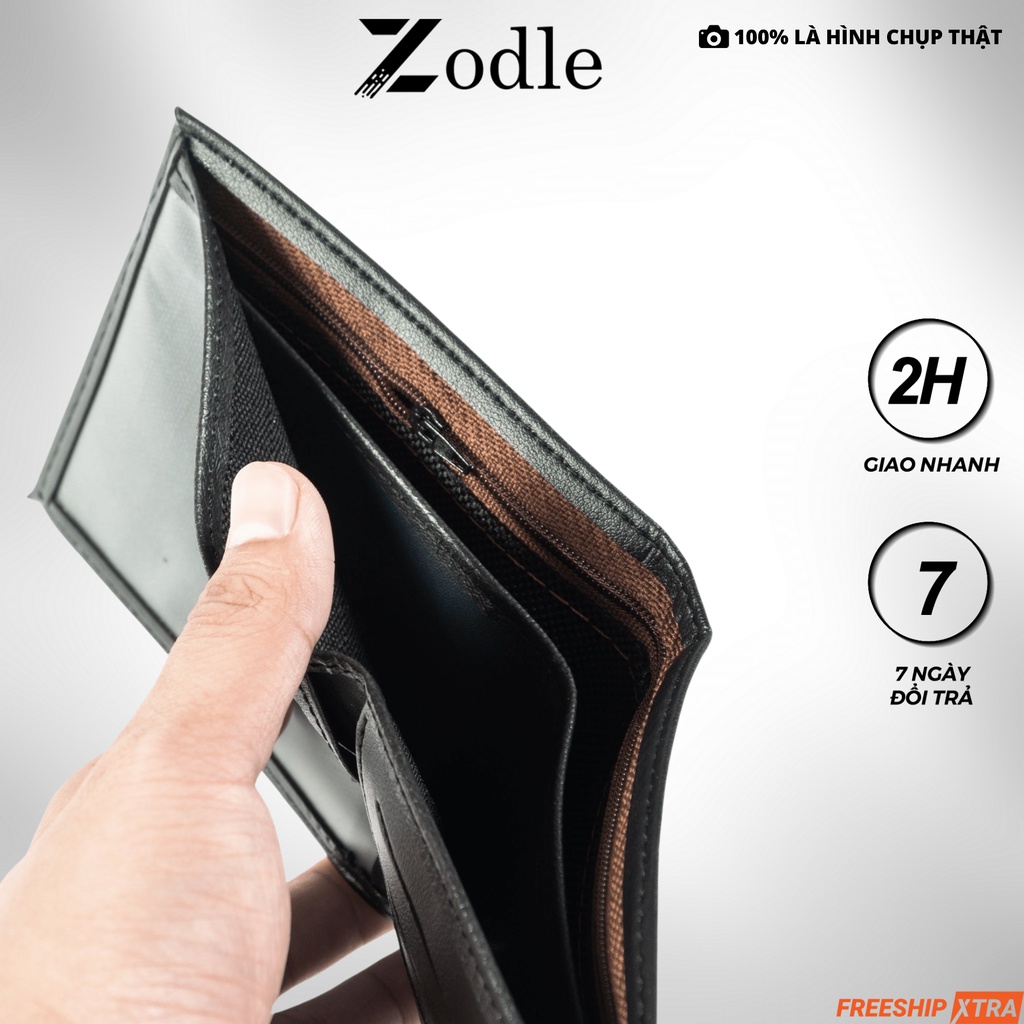 Bóp Ví Da Nam dáng ngang nhiều ngăn cao cấp giá rẻ có khoá kéo siêu bền đẹp thời trang Zodle VN01