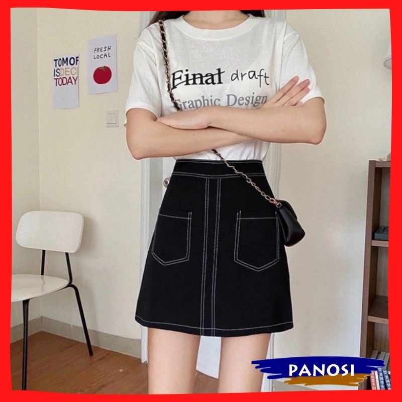 Chân váy chữ A trần chỉ chân váy ngắn nữ phối túi hộp chất tuyết mưa dày dặn dễ mặc PANOSI - CV451