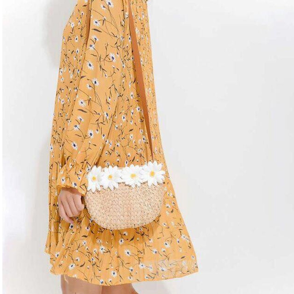 Combo Túi cói hoa cúc vintage + 1 đôi hoa cài tóc | BigBuy360 - bigbuy360.vn