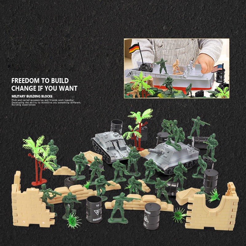 70Pcs/Lot Military Plastic Soldier Model Toy Army Men Accessories Kit for Boys
