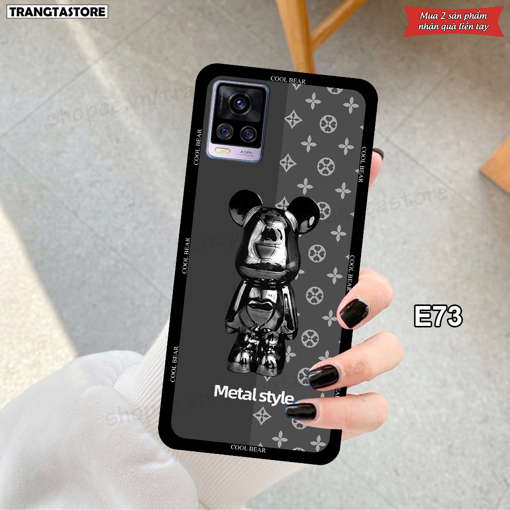 Ốp Vivo V20 in hình gấu Bearbrick,Metal Style,Doremon siêu dễ thương chất lượng