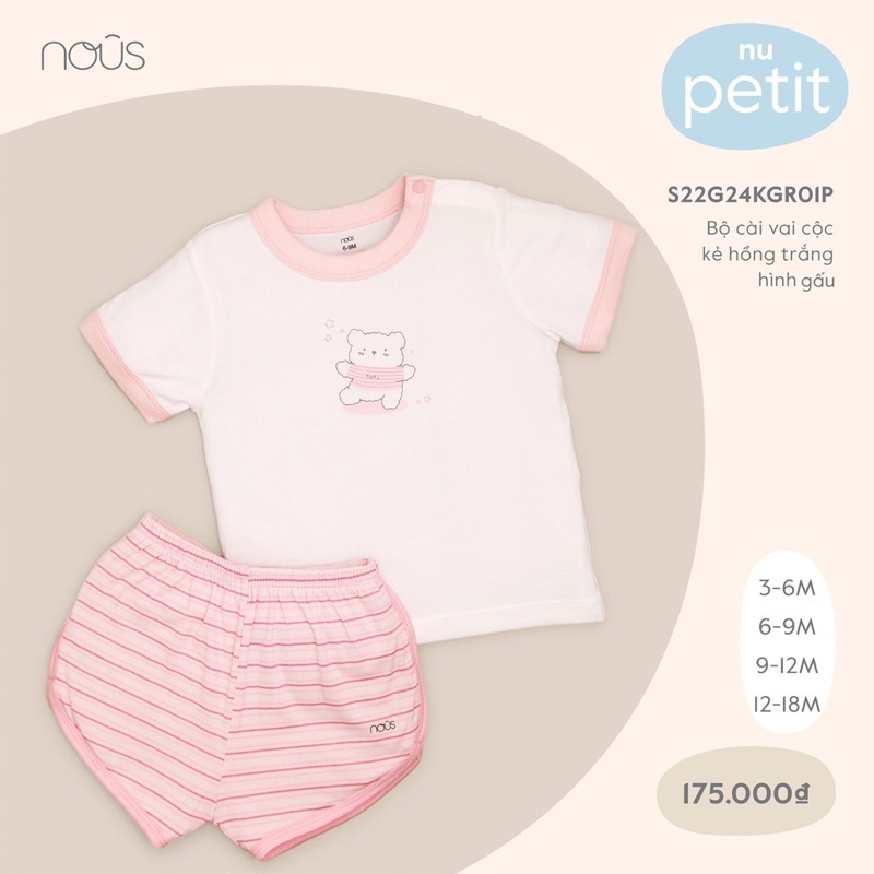 NOUS Bộ Cài Vai Cộc Tay 3M-18M