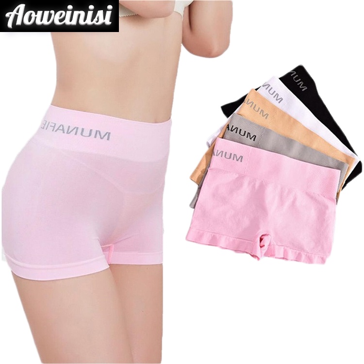 Quần lót boxer AOWEINISI lưng cao co giãn thoáng khí thoải mái thời trang dành cho nữ
