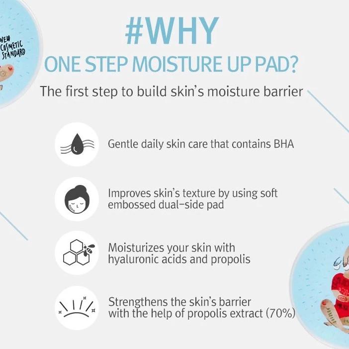 Bông Tẩy Tế Bào Chết Cấp Ẩm, Giảm Mụn Cosrx One Step Moisture Up Pad 70 Miếng /135ml (Mẫu mới)