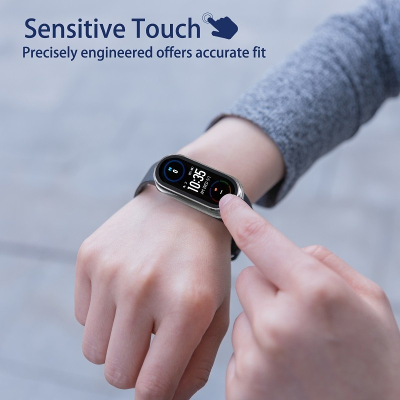 Ốp Bảo Vệ Màn Hình Bằng PC + Kính Cường Lực Trong Suốt Chống Bám Vân Tay Cho Xiaomi Mi Band 7 / 7NFC