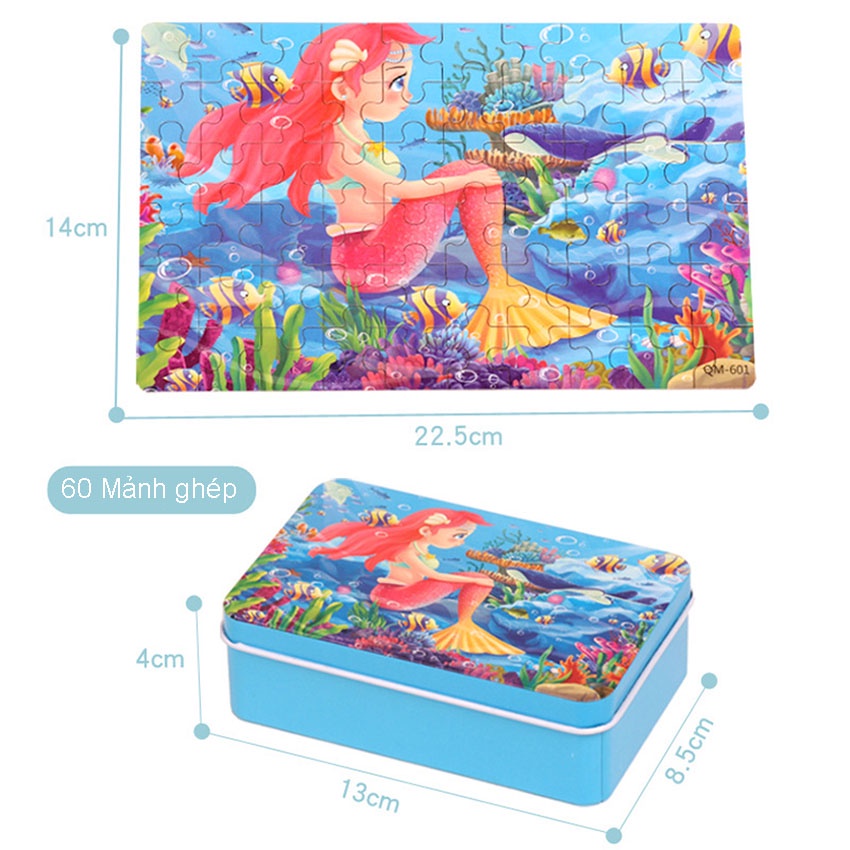 Tranh 60 Mảnh Hộp Thiếc/Đồ Chơi Xếp Hình Gỗ 60 Mảnh/Jigsaw Puzzle 60 Mảnh/Tranh Xếp Hình Cho Bé Từ 3 Tuổi