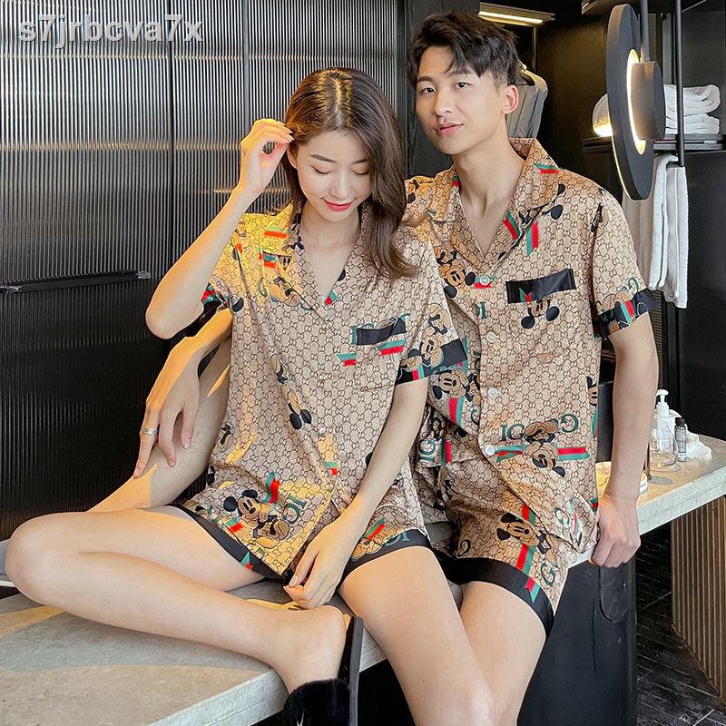 Cặp đôi đồ ngủ mùa hè nữ băng lụa nam ngắn tay mỏng mẫu xuân và thu 2021 bộ phục vụ tại nhà mới