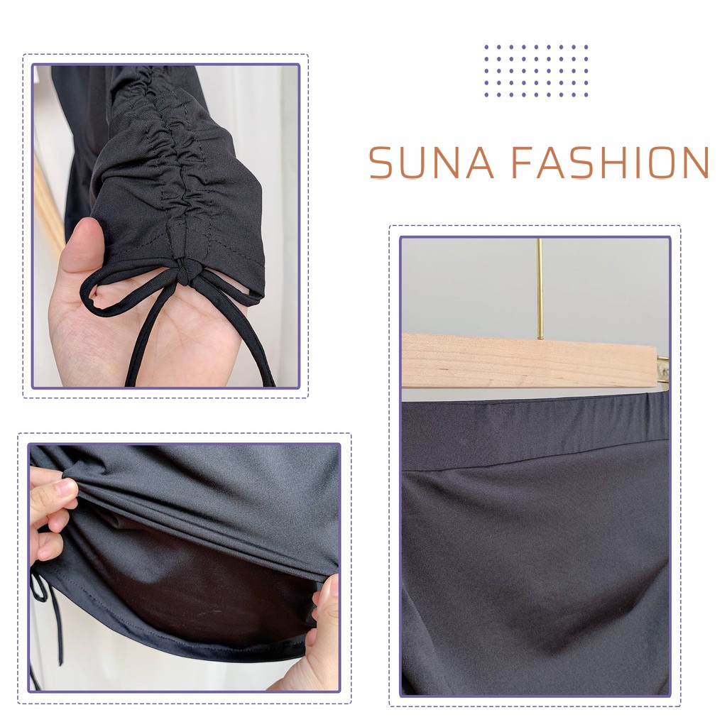 Chân váy ngắn lưng cao body ulzzang, Chân váy rút dây 2 bên body SUNA FASHION