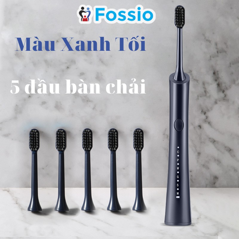 Bàn Chải Điện Sonic FOSSIO XHB 6 Chế Độ Thông Minh, Đầu Bàn Chải Than Tre Lông Mềm, Máy Đánh Răng Tự Động