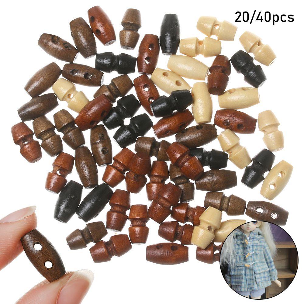 LUOL Set 20 / 40 Nút Gỗ Mini 1 / 6 Làm Đồ Thủ Công