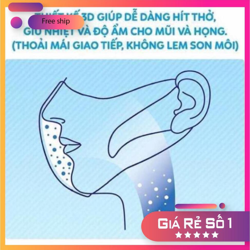 Hộp 50 Chiếc Khẩu Trang 3D MASK Chống Bụi PM 2.5 Kháng Khuẩn Xuân Lai Công Nghệ Nhật Bản