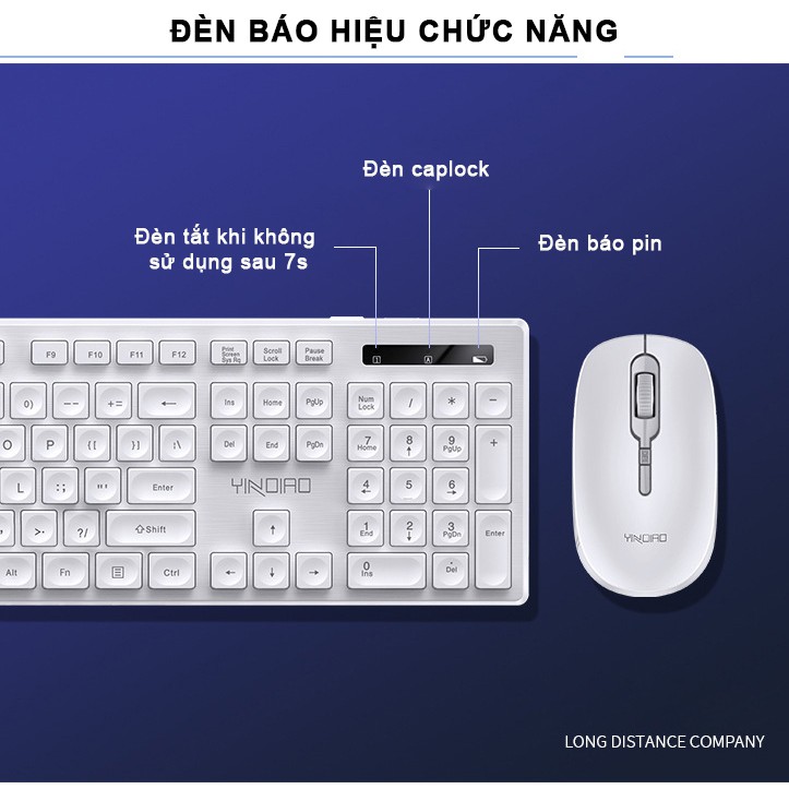 Bộ bàn phím chuột không dây mini wireless SIDOTECH YINDIAO Max3 combo gồm chuột và bàn phím văn phòng giá rẻ cho pc