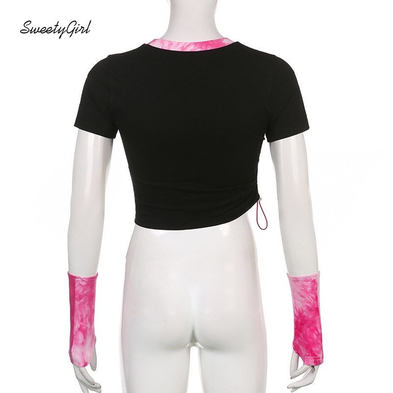 Áo Thun Ngắn Tay Cổ Tròn In Họa Tiết Mèo Hoạt Hình Phối Màu Tương Phản Thời Trang Cho Nữ 2022