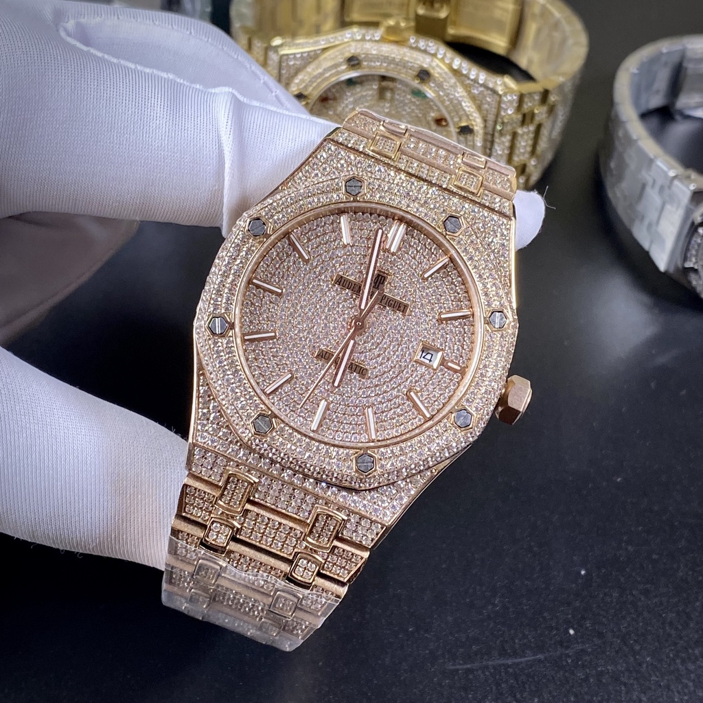Đồng hồ nam Audemars Piguet  AP Royal Oak bản full đá Size 41mm, máy automatic Thuỵ Sỹ kim dạ quang