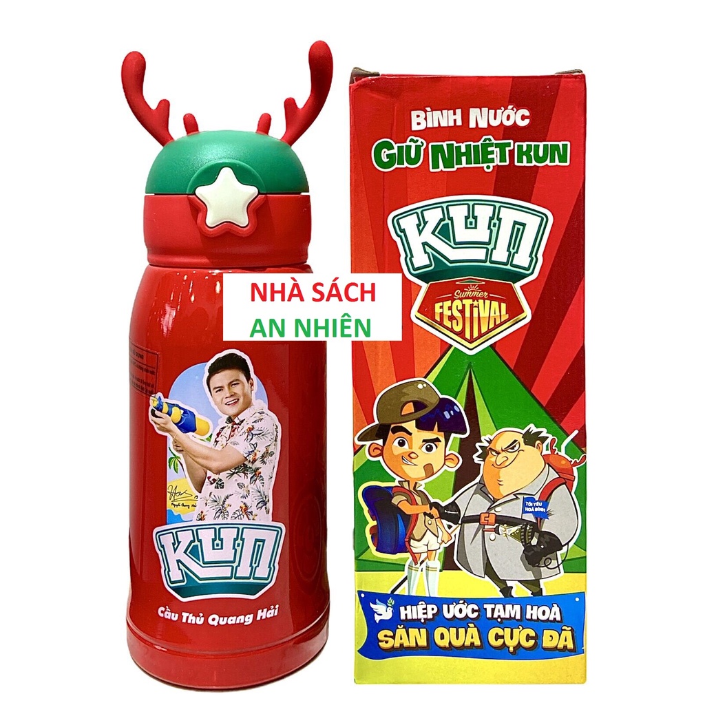 Bình nước Kun giữ nhiệt hình cầu thủ Quang Hải - Bình nước giữ nhiệt hàng khuyến mãi sữa Kun 500ML
