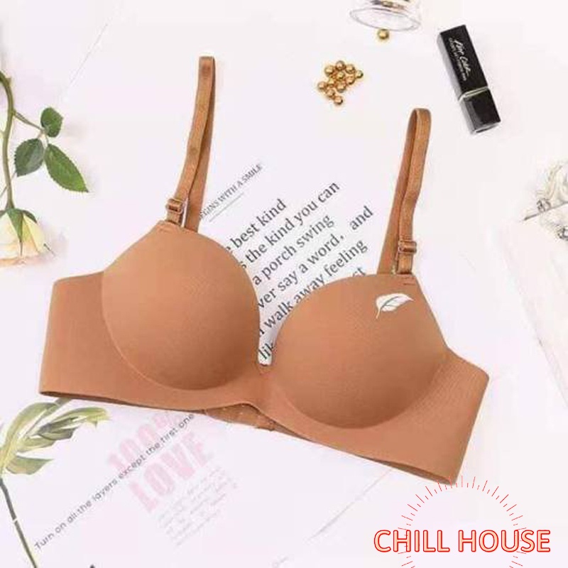 Áo lót nữ - áo lót su hình chiếc lá Quảng Châu A01 viền thẳng cao cấp đệm bàn tay không gọng CHILL HOUSE