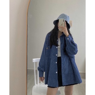 Sơmi Nhung Gân Oversize