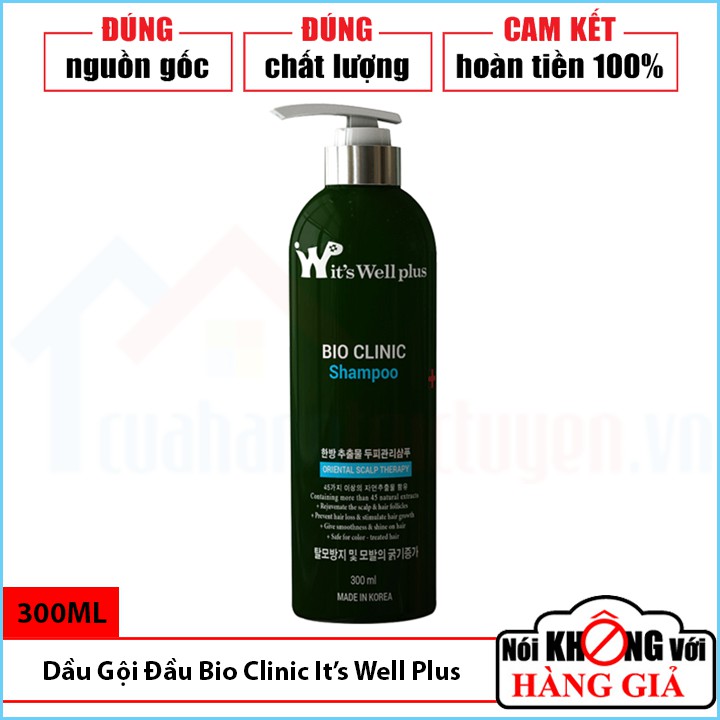 [CHÍNH HÃNG] Dầu gội trị rụng tóc và kích thích mọc tóc Bio Clinic Shampoo It's Well Plus Chai 300ml | Sạch Khỏe Da Đầu