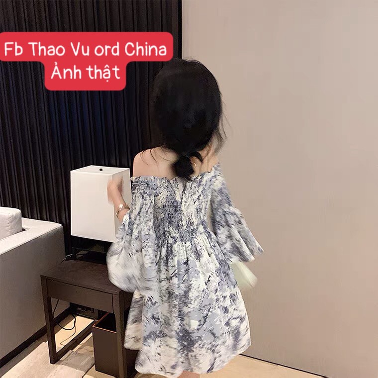 Váy Voan Trễ Vai ⚡️ẢNH THẬT⚡️ Đầm Hoa Dáng Xòe Cực Xinh