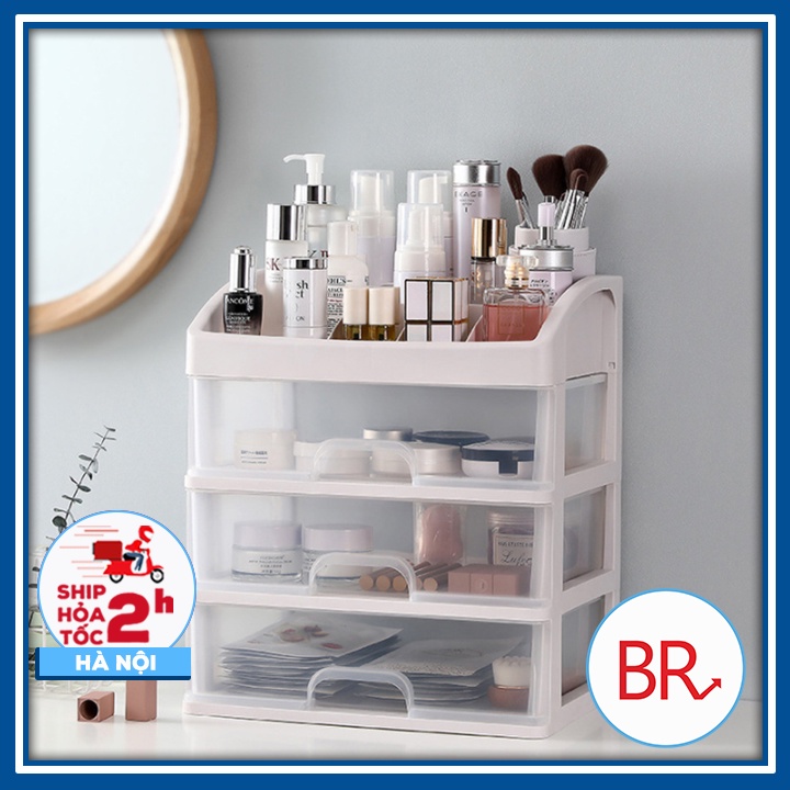 Kệ mỹ phẩm 4 tầng trong suốt để bàn xinh xắn - Kệ đựng đồ trang điểm mini để bàn nhỏ gọn Br 01696