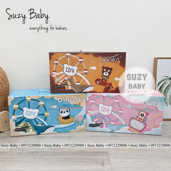 Bộ nồi chảo đá didinika họa tiết gấu nấu ăn dặm cho bé