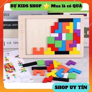 Đồ chơi gỗ trò chơi xếp gạch theo Montessori