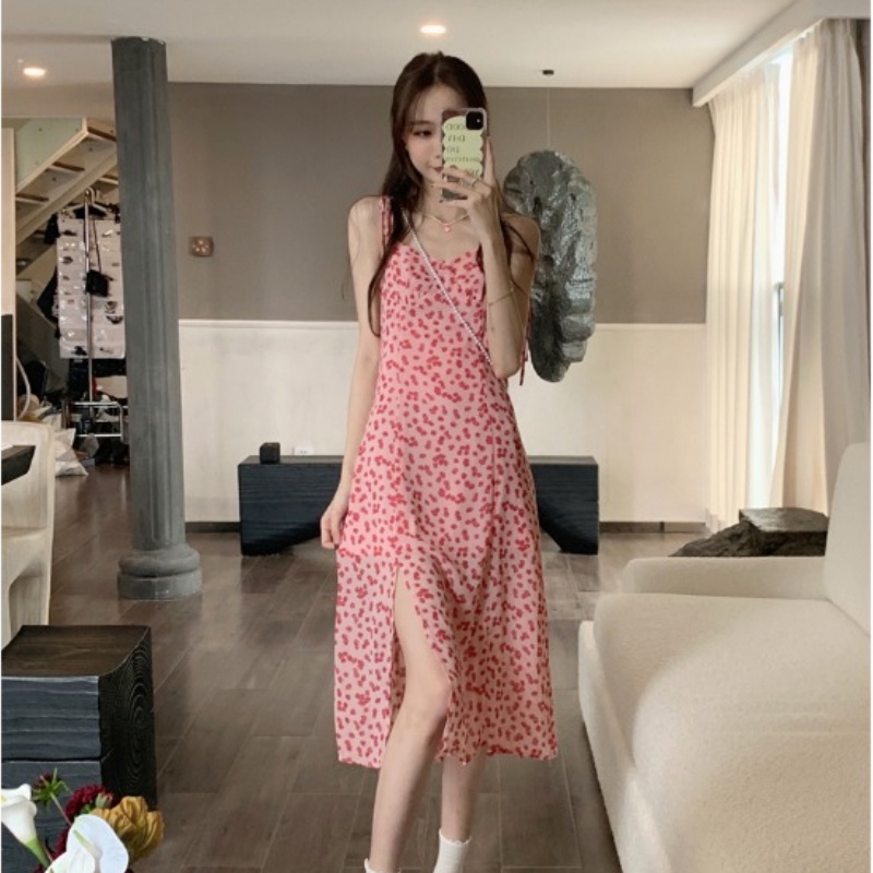 Đầm Hoa Cổ Chữ V Xẻ Tà Thời Trang Mùa Hè Dành Cho Nữ