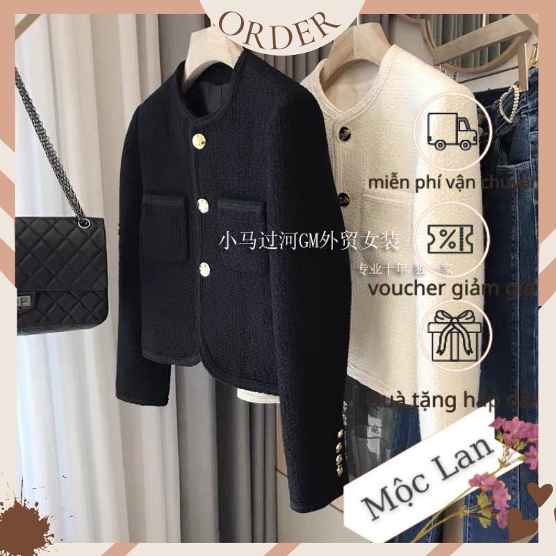 (MộcLan ORDER) Áo dạ mỏng hai màu đen trắng đính cúc đẹp | BigBuy360 - bigbuy360.vn