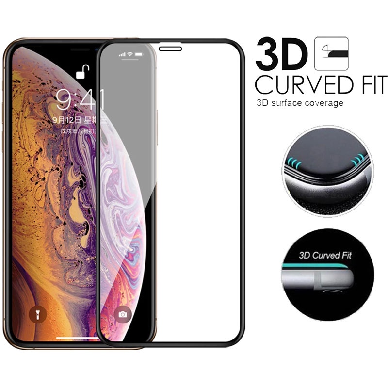 Kính cường lực bảo vệ toàn màn hình viền cong 3D cho iPhone 12 Mini 11 Pro X Xs Max 7 8 6 6s Plus Xr SE 2020 SE2 4G 5G 2021