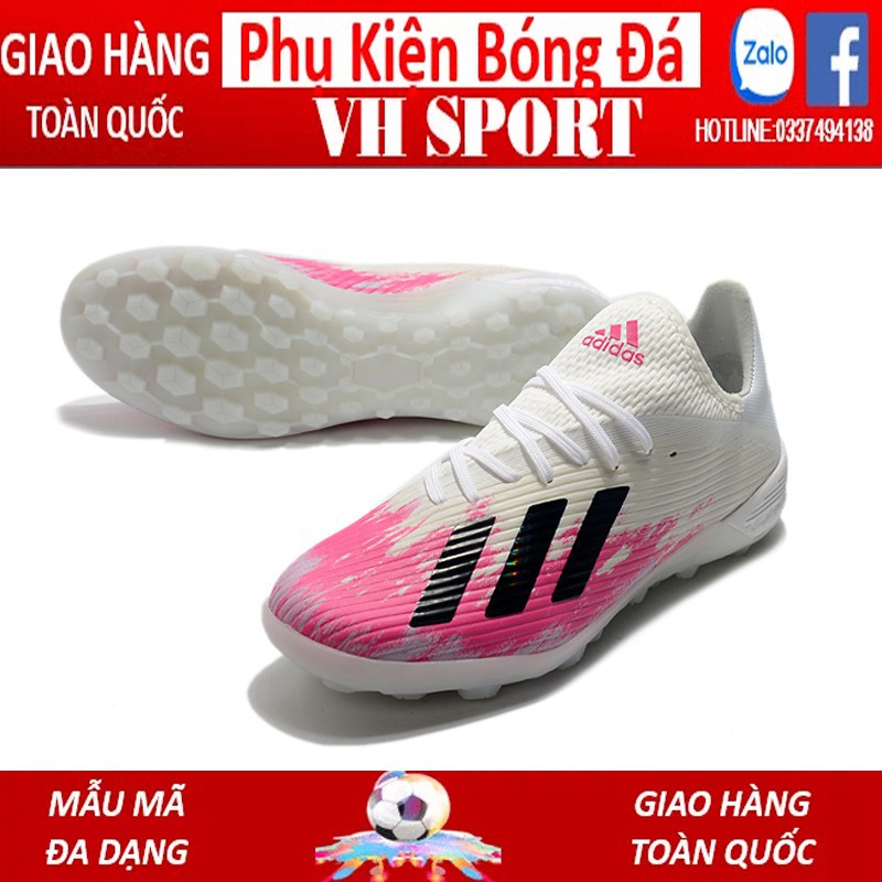 [TẶNG POSTER] Giày đá bóng sân cỏ nhân tạo cao cấp giá rẻ Adidas X 19.1 Hồng Trắng TF